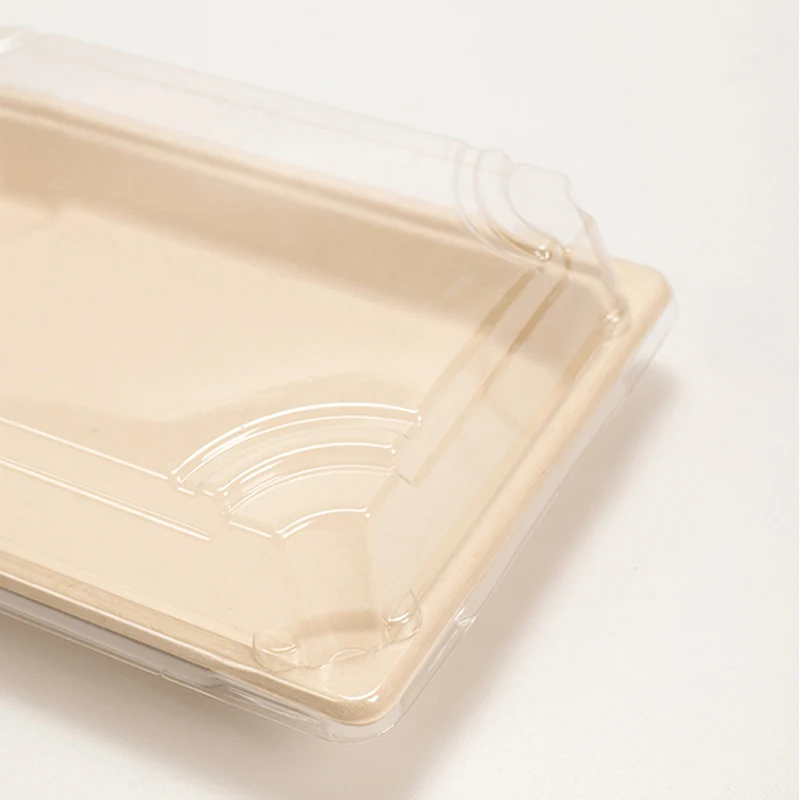 Sushi Box, Disposable Takeaway Packaging Tool, Environmentally Friendly Degradable Rectangle Japanese Tray, Wheat Color