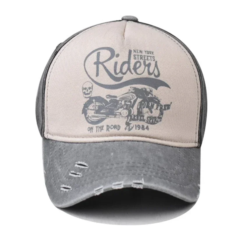 Berretto da baseball in cotone lavato per donna Cappelli snapback aderenti per uomo Berretto estivo da uomo Hip Hop con stampa motociclistica  200000297