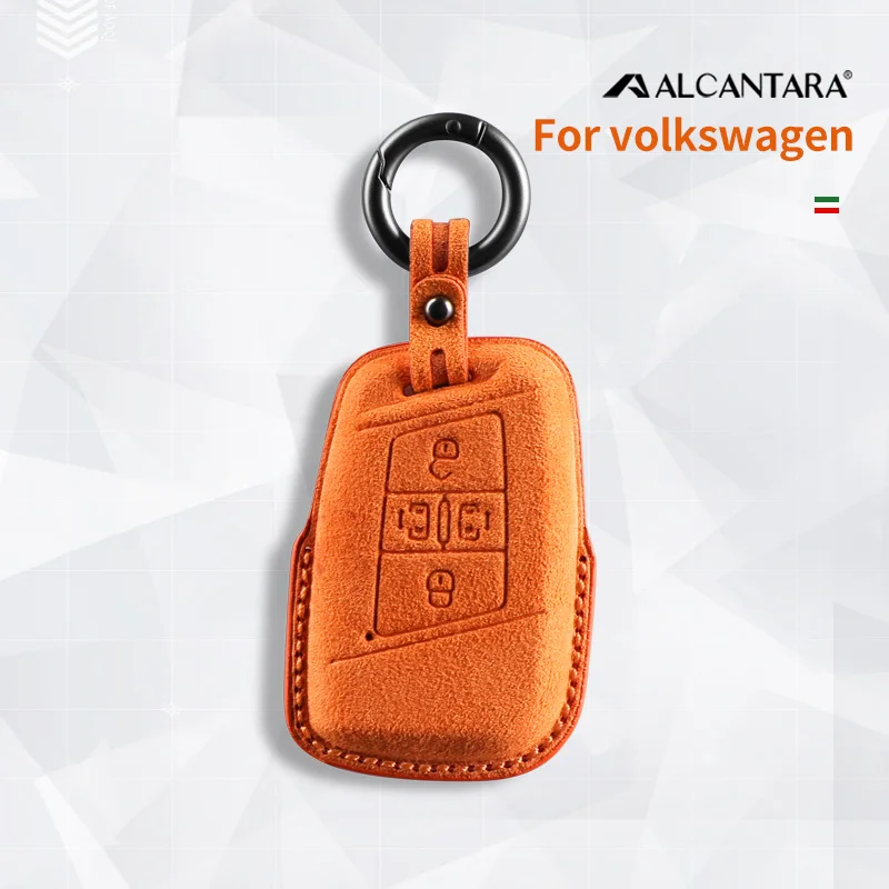 

Alcantara Car Key Case Cover Holder Key Shell For VW Volkswagen 2019-2020 Tiguan Passat CC Golf Magotan 4 Buttons Keychain