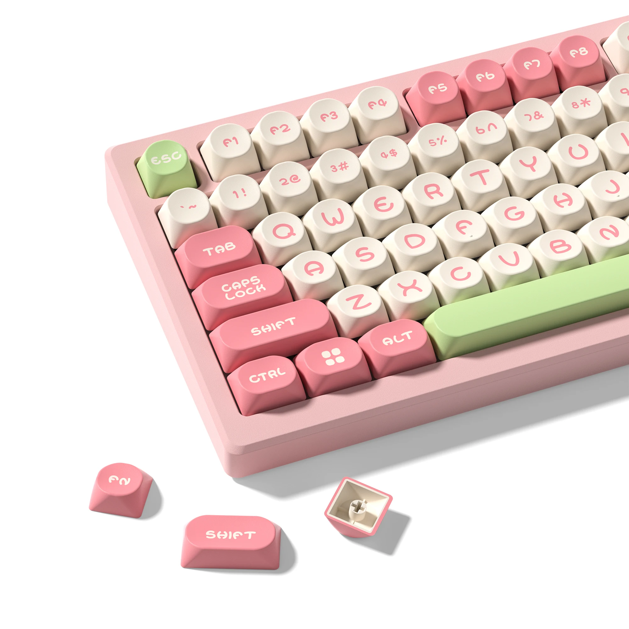 

130 Keys MOA Profile Pink Girl Green PBT Keycaps Double Shot Key caps for 61/87/104 Cherry MX Switch Gaming Mechanical Keyboard