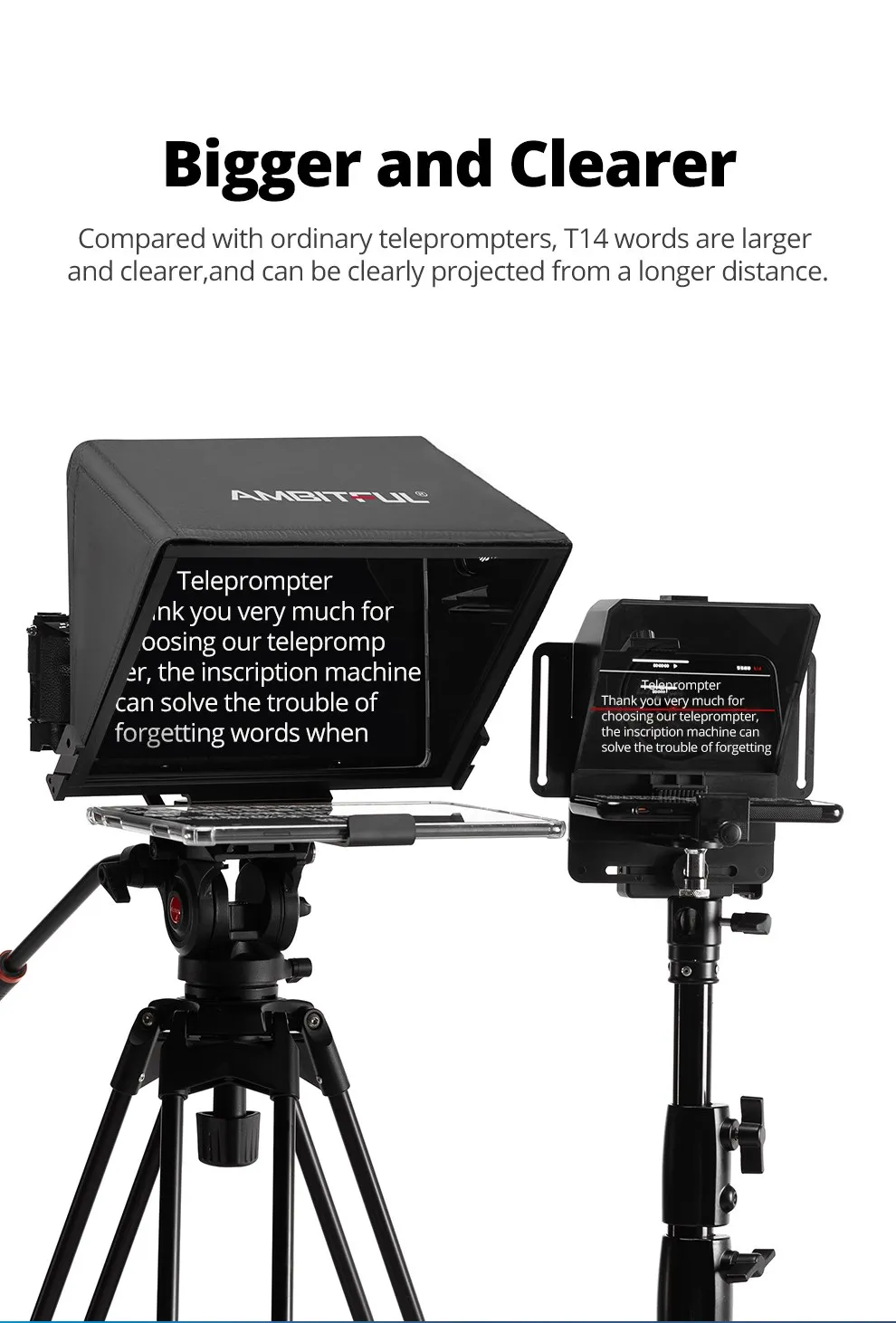 T14 Big Screen Teleprompter Professional Interview Foldable Camera Teleprompter,