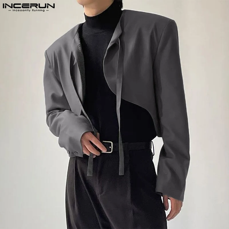 Casual Style Men Tops Short Bandage Cardigan Blazer Stylish Male Loose Comfortable All-match Simple Suits S-5XL mens blazer