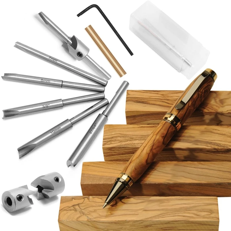 Hot Pen Mill Set,Barrel Trimmer System For Pen Kits 7Mm,8Mm,3/8 Inch,27/64 Inch,10Mm Pilot Shafts For Woodworking Kits