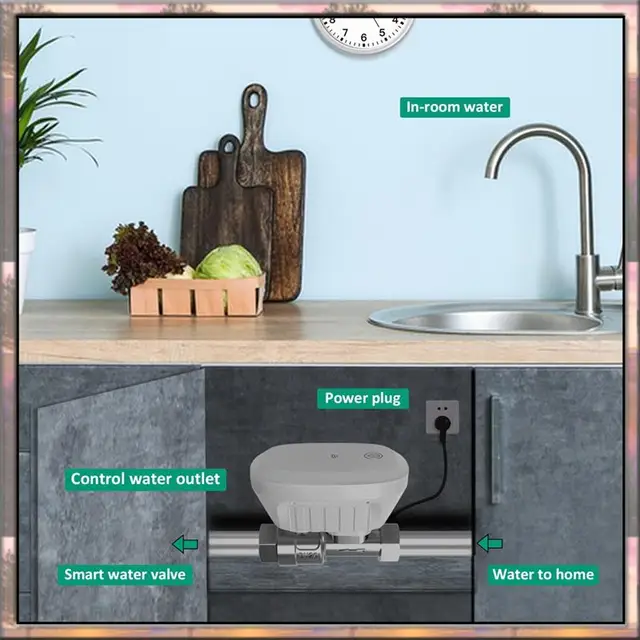 BAAZ HOT Tuya Wifi Water Valve Consumption Flow Rate Meter Smart Life Water Leakage Detection Alarm For Alexa Google 3