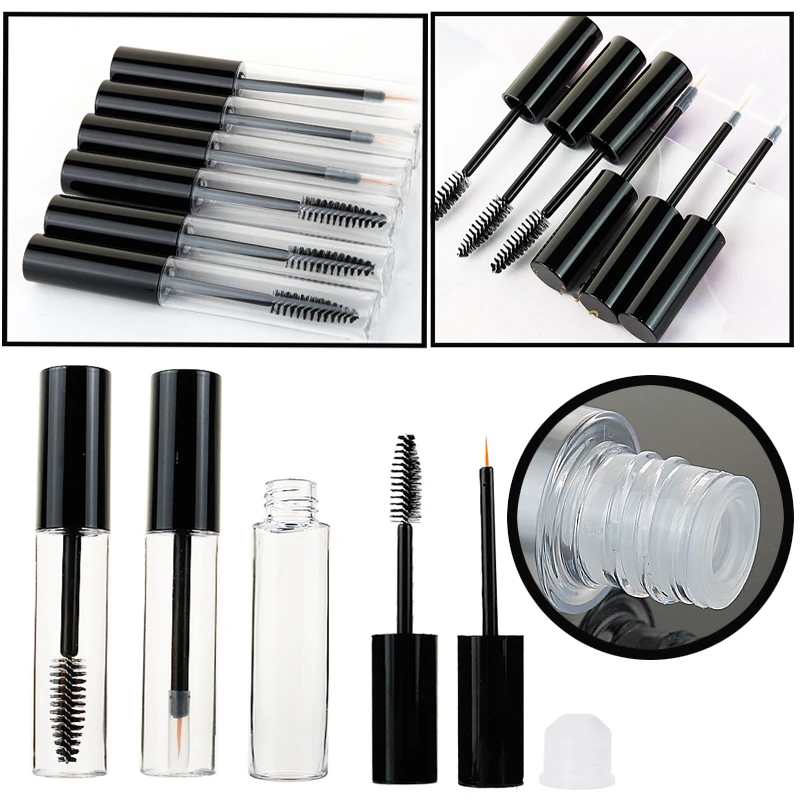 

15/20/25pcs 10ml Empty Mascara Tube Eyelash Cream Vial Liquid Bottle Sample Cosmetic Container with Black Cap Refillable Bottle
