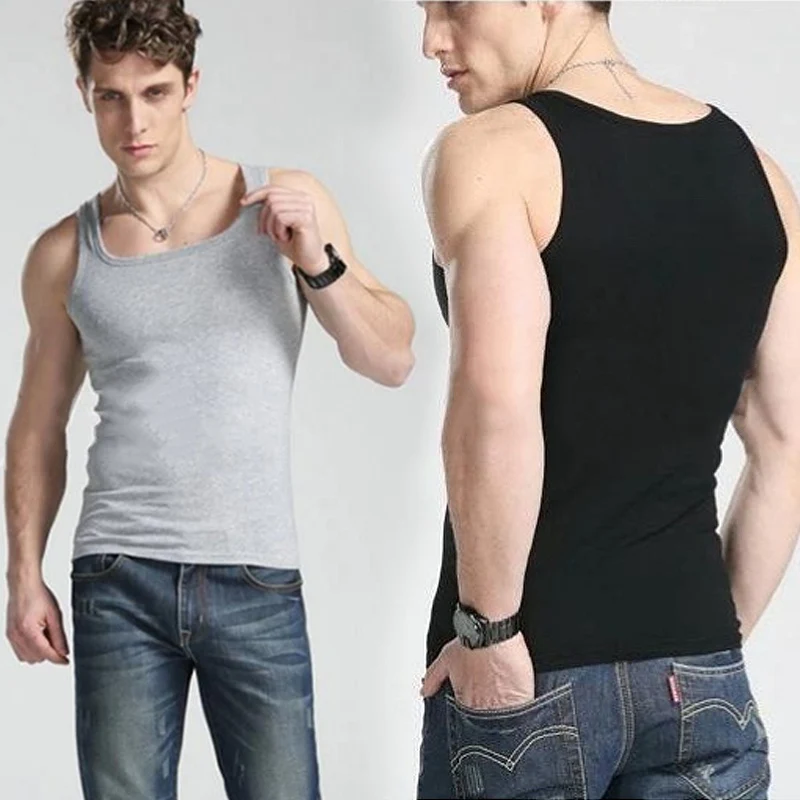 Summer Men Tanks Sleeveless Tops Men Muscle Vest Slim Fit Undershirts Fitness Clothing Solid Singlet Bodybuilding Stringer Vest