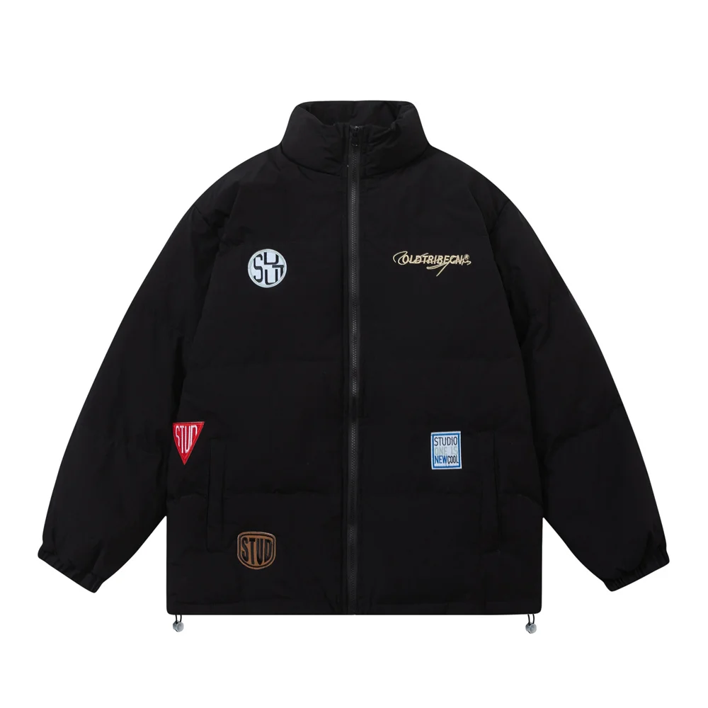 

2022 Men Hip Hop Parka Embroidered Jacket Streetwear Designer Zipper Padded Jacket Coat Harajuku Winter Casual Fashion Outwear