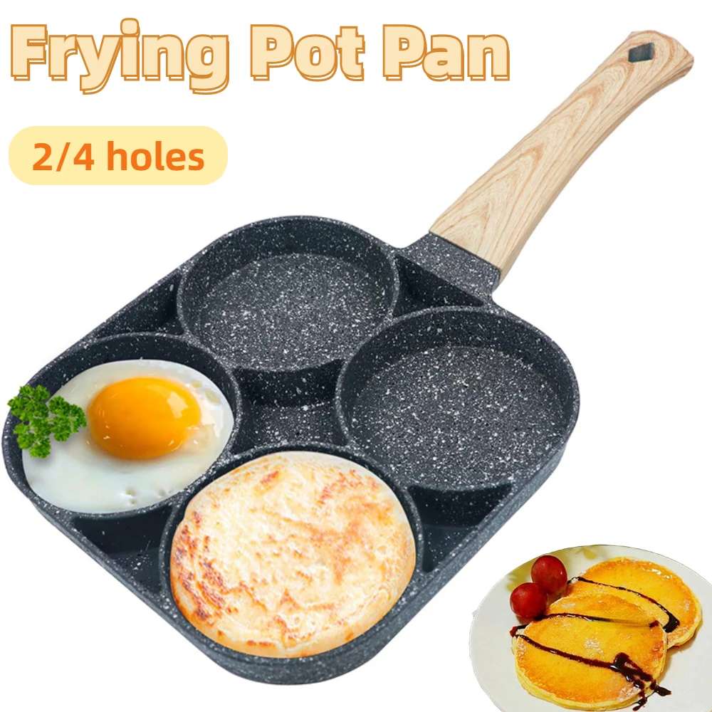 Divided Grill Frying Pan, Omelet Pan, 4 Holes Egg Steak Pot, Egg Cooker Pan