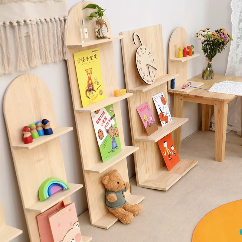 Children's Book Toy Storage Shelf Living Room Bedroom Wooden Furniture Against The Wall Floor Storage Shelf