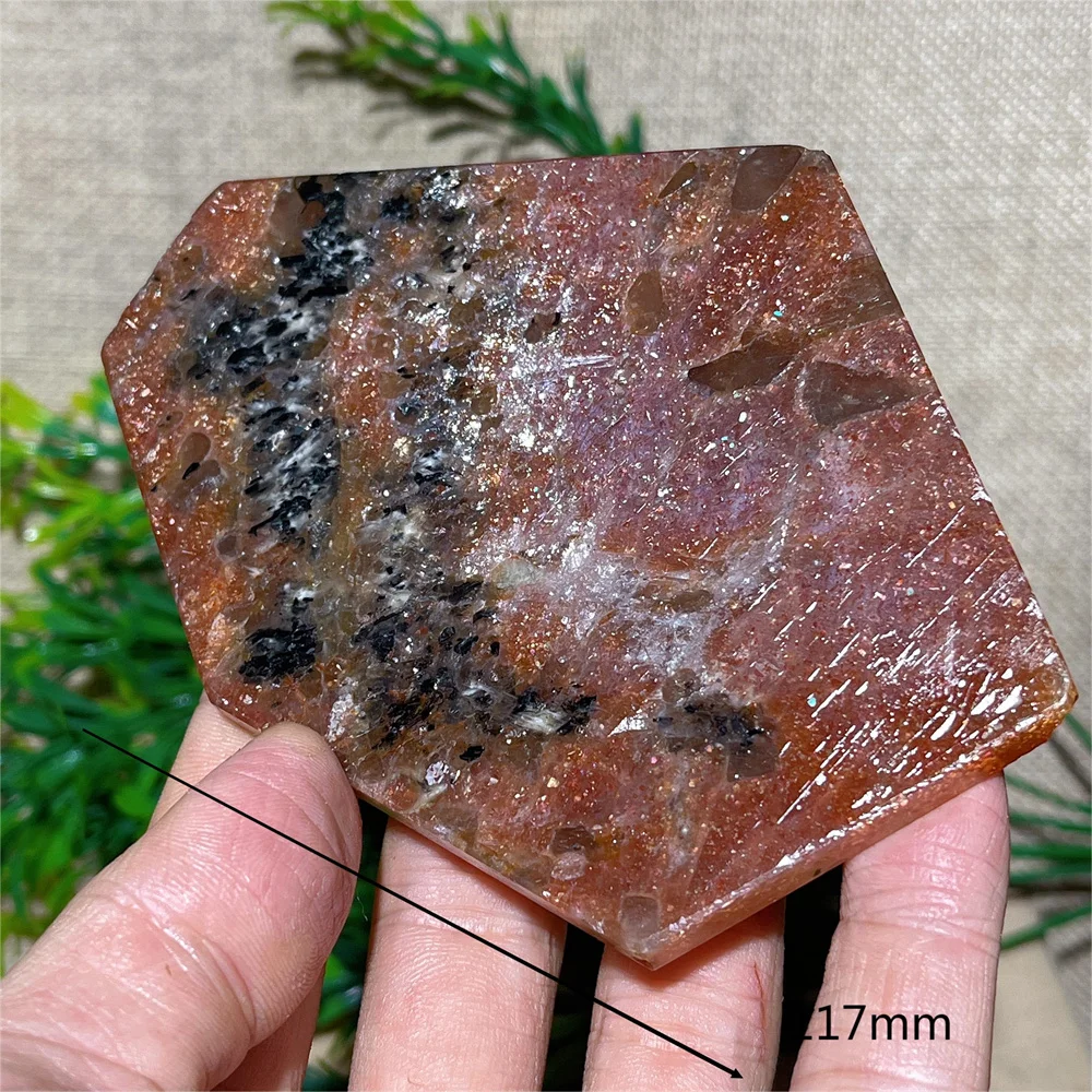 Sun Gold Flash Sunstone Slab Slice Quartz Natural Crystal Home Decoration Mineral Quartz Gemstones Minerals  Spiritual+Stand 2