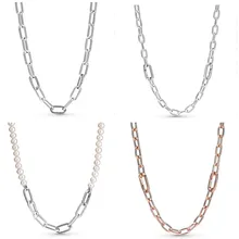 

Authentic 925 Sterling Silver Pan ME Freshwater Cultured Pearl Necklace For Women Bead Charm Diy Fashion Jewelry