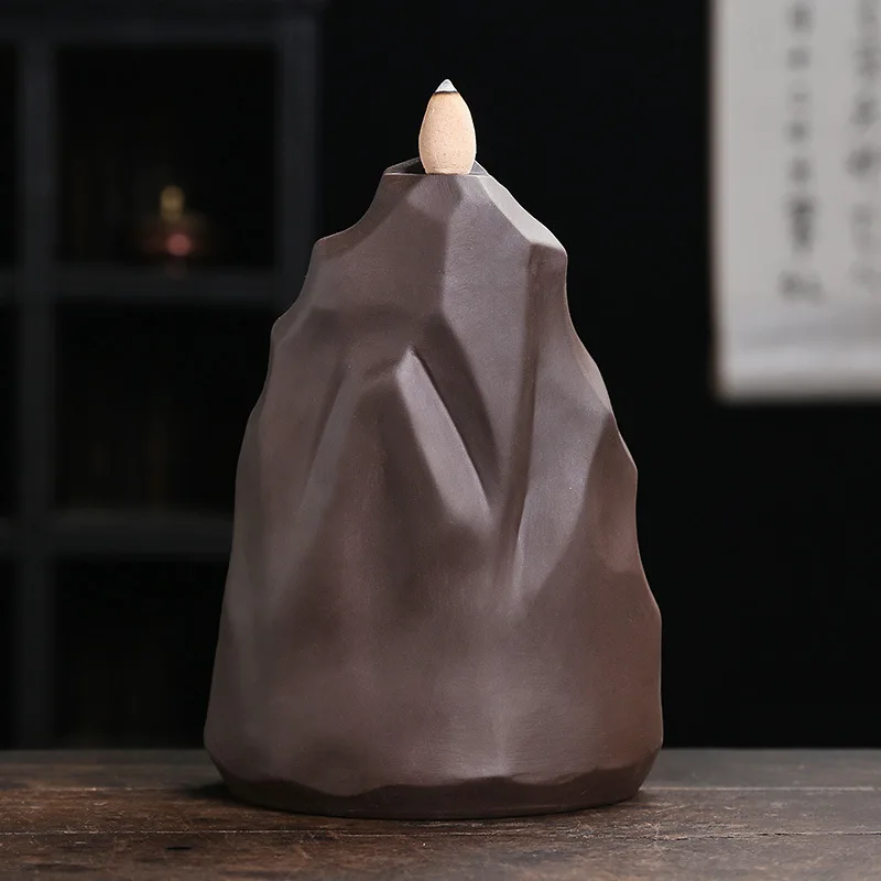 Buddha Purple Clay Handicrafts Fingered Citron Waterfall Backflow Incense Burner Home Decor Incense Stick Holder Ceramic Censer