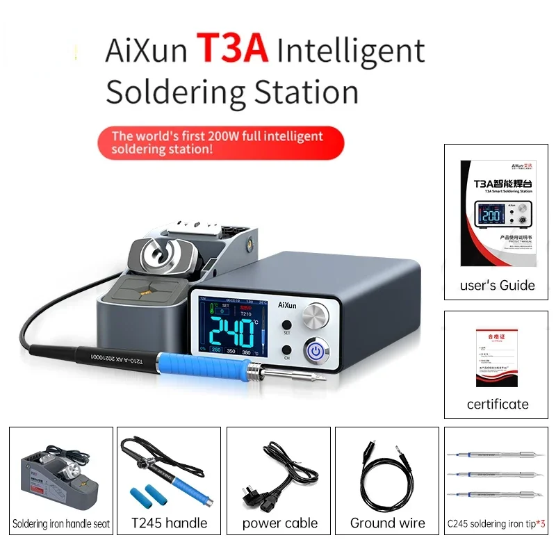 Aixun 200W T3A Smart Soldering Station Supports T12/T245 Handle for Motherboard PCB BGA Welding Repair Soldering Station Tools 2