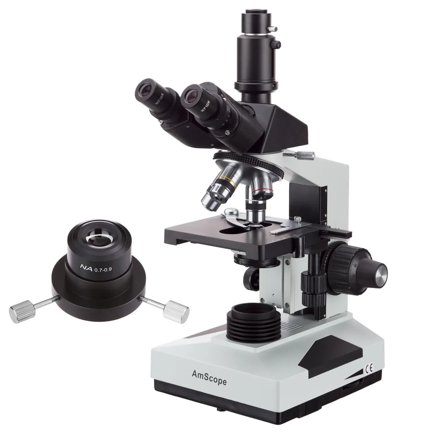 Amscope 할로겐 동시 초점 삼안 암필드 현미경, 3D 기계식 스테이지 포함, 40X-2000X, 20W
