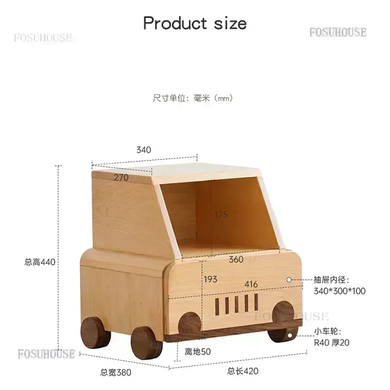 Modern Solid Wood Children's Bedroom Furniture Nightstands Creative Kids Study Drawer Locker Simple Apartment Storage Cabinets H
