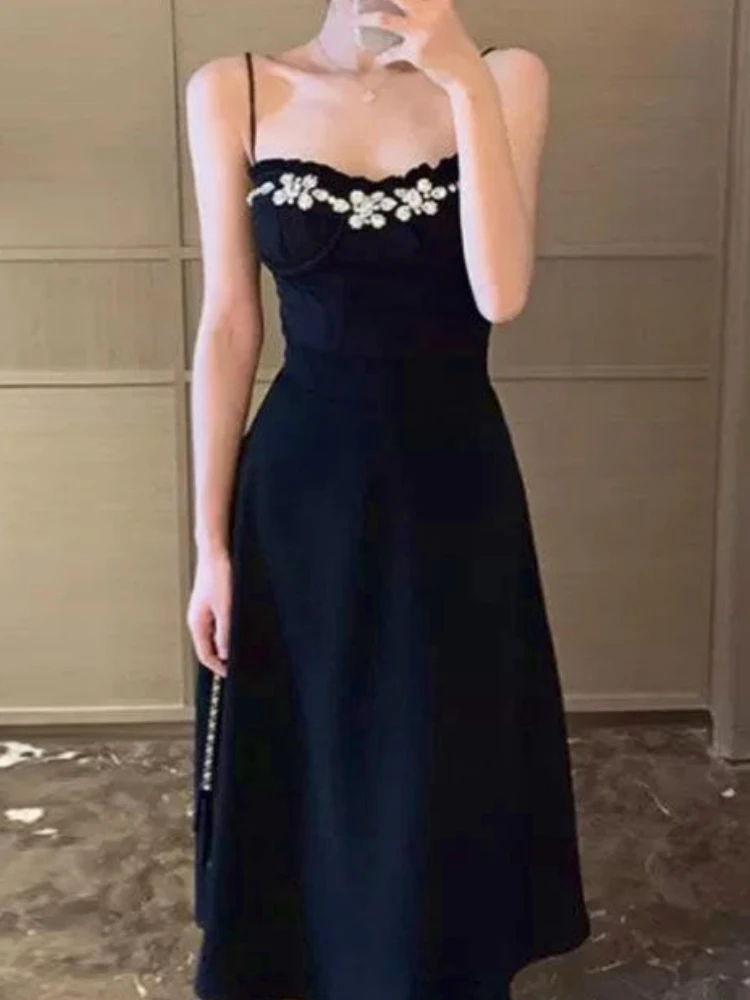 Black Designer Midi Dress Dress Black Midi Hepburn Elegant Midi