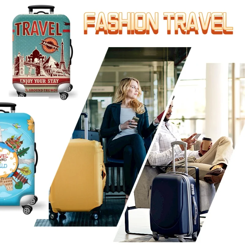 Thick Elastic World Map Luggage Protective Cover Zipper Suit For 18-32 inch Bag Suitcase Covers Trolley Cover Travel Accessories 3