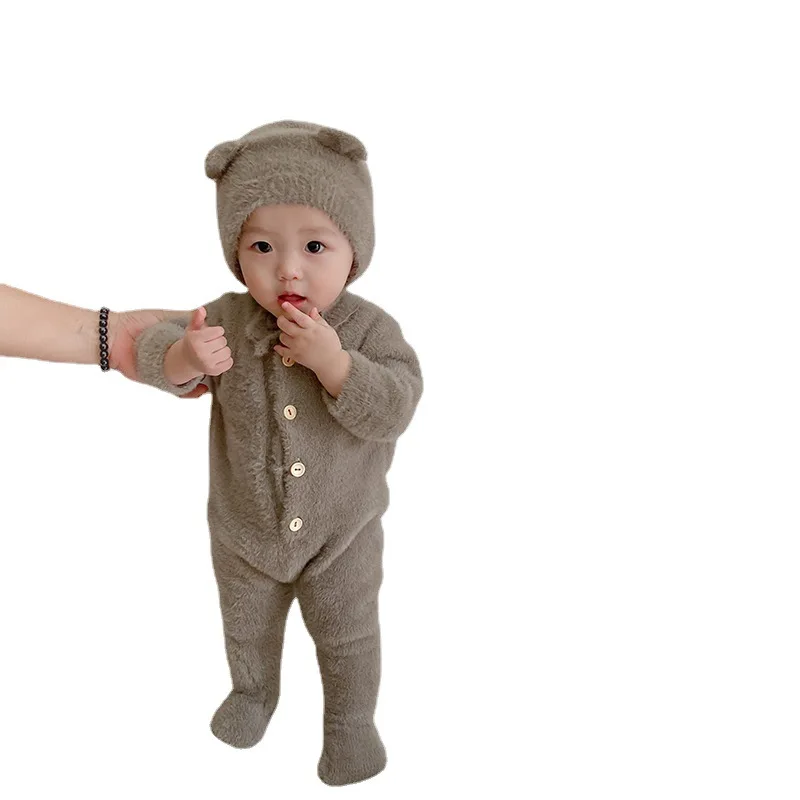 0-3T Newborn Kid Baby Boy Girl Winter Clothes Warm Baby Romper with Hat Cute Sweet Jumpsuit Cute Sweet Lovely Girls Outfit