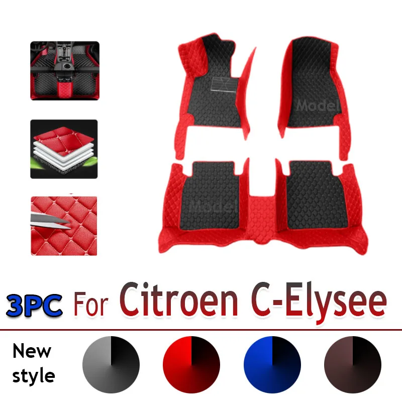 

Car Floor Mats For Citroen Elysee C-Elysee 2014~2022 Auto Leather Mat Full Set Durable Rug Auto Interior Parts Car Accessories