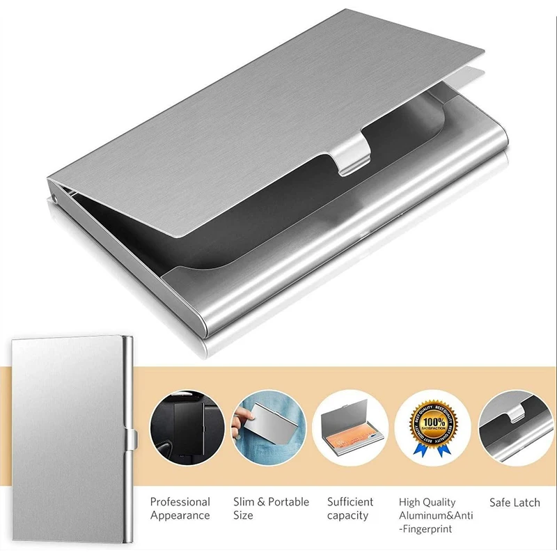 1 Pc Men Business Card Case Stainless Steel Aluminum Holder Metal Box Cover Women Credit Business Card Holder Case 2