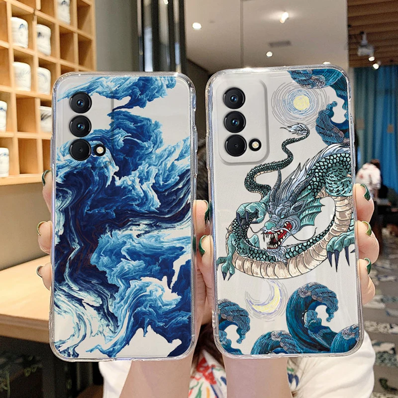 Kanagawa Surfing Dragon In Marble Pattern Per Realme Gt Master Edition Q3 Pro Custodia Per Telefono Trasparente Cover Posteriore Trasparente Funda Sof