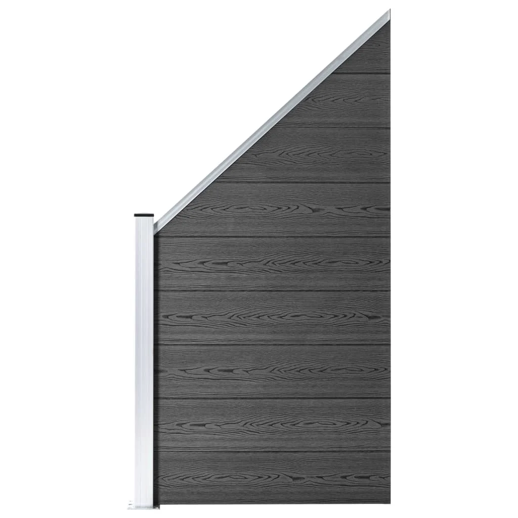 Wpc 95X(105-180) Cm Pannello Di Recinzione Da Giardino Nero Decorativo Antiruggine Barriera Per Animali Recinzione Da Giardino Recinzioni Per Cortile 