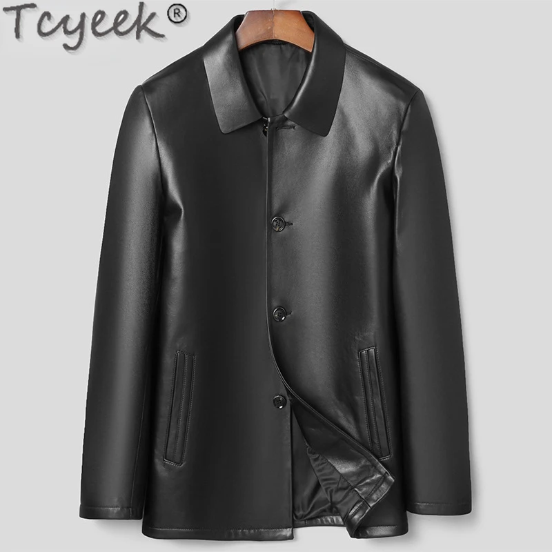 Tcyeek New Genuine Leather Jacket Men Clothing Spring Autumn Sheepskin Short Coats Business Thin Coat Man Casual Jaqueta Couro