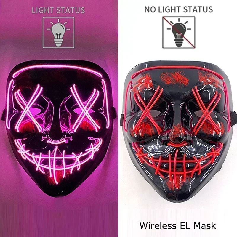 2022 LED Glowing Cat Face Mask Cool Cosplay Neon Demon Slayer Fox Maschere Regalo Di Compleanno - Foto 2