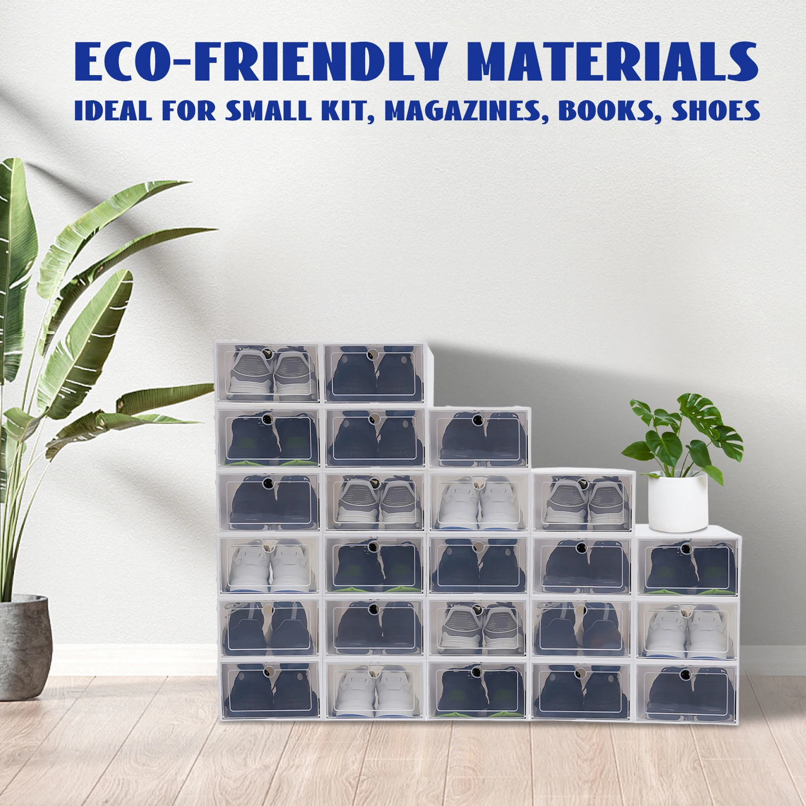 Storage Box 24 Shoe Boxes White Sturdy and Durable DIY Decoration Buckle Connection for Storing Shoes/Cosmetics/Medicines/Books