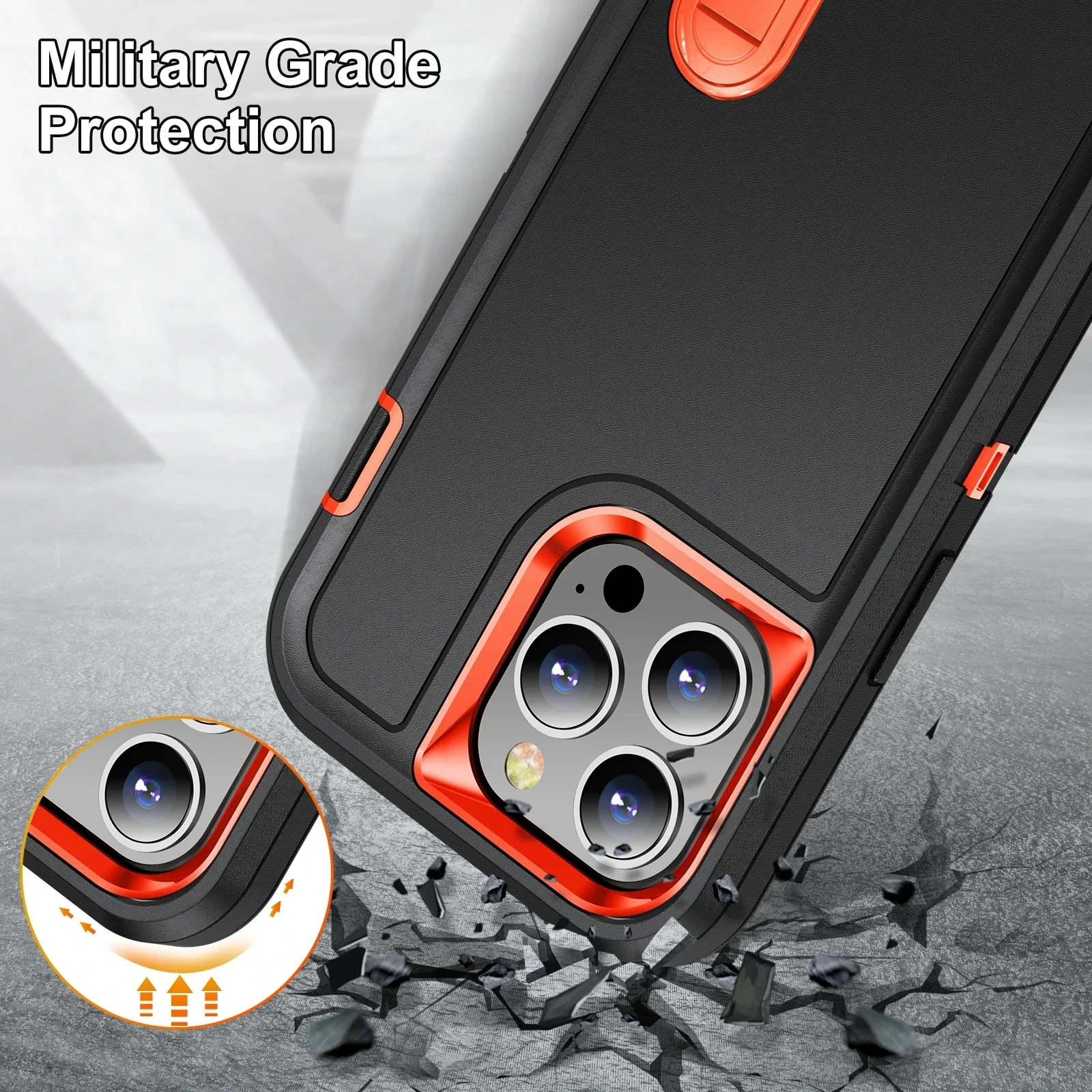 Hybrid Heavy Duty Armor for IPhone 16 15 14 13 12 11 XR XS Pro Max 7 8 Plus 3IN1 Otter Case Box Hard Full Protection Cover_voghion.com