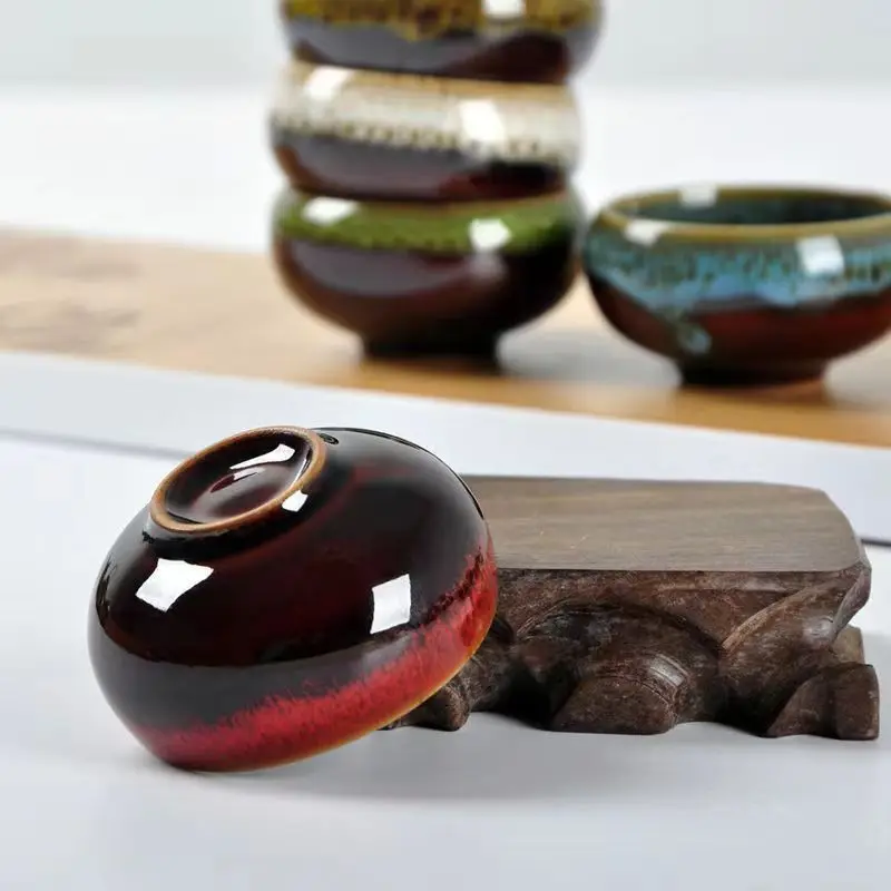 1pcs Kung Fu Tea Cup handmade Crackle Glaze Travel Tea Bowl Chinese Porcelain Teacup Sets Ceramic yaobian China tea set