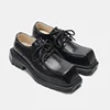 Men's Square Toe Leather Derby Shoes Women's Thick Sole Big Toe British Retro Lace Up Casual Leather Shoes for Gentlemen 2