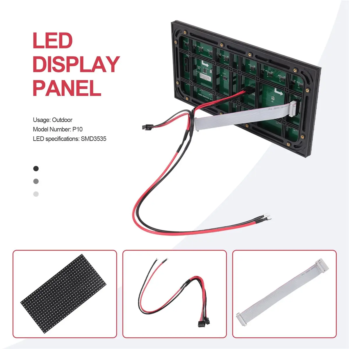  51J 전자 액세서리, 2개 P10 풀 컬러 실외 LED 모듈 HUB75 SMD3535 32x16 픽셀(검은색)