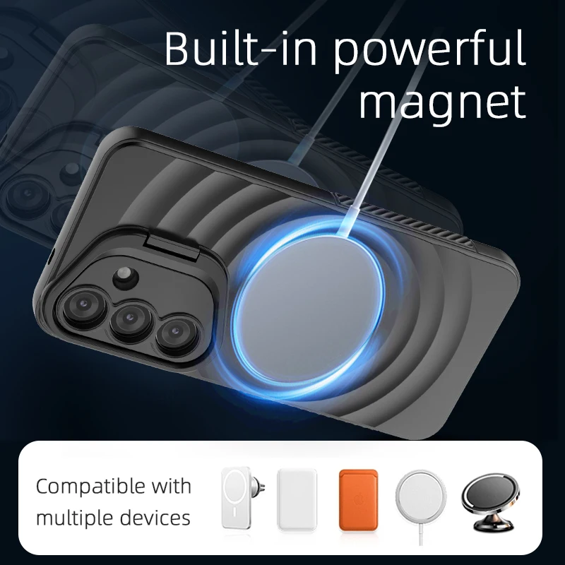 Luxury Magnetic Folding Lens Holder Case with Ripple Design - Matte Soft Cover