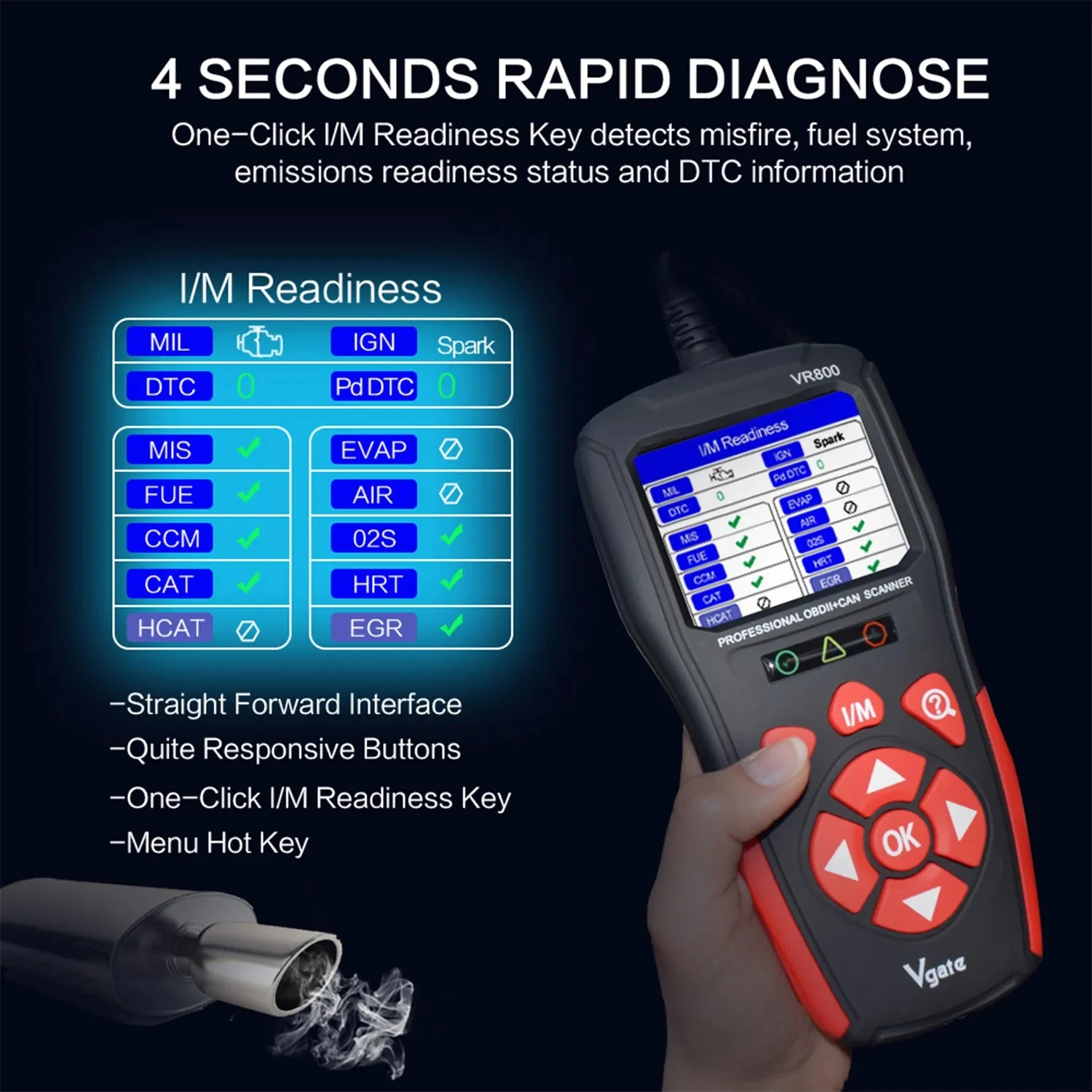 Vgate VR800 OBD2 Scanner Car Code Reader Scan Tools Automotive OBD 2 Diagnostic Auto Tool PK KW850 ELM327 V1 5 3