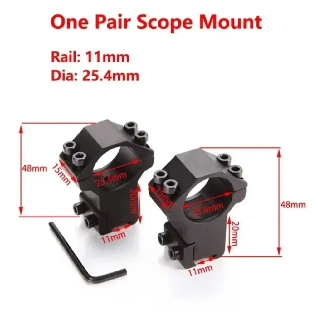 Hunting Rifle Scope Mount Ring Picatinny Rail Double Nails 11mm 20mm Dovetail Polishing Aluminum Alloy 2PCS