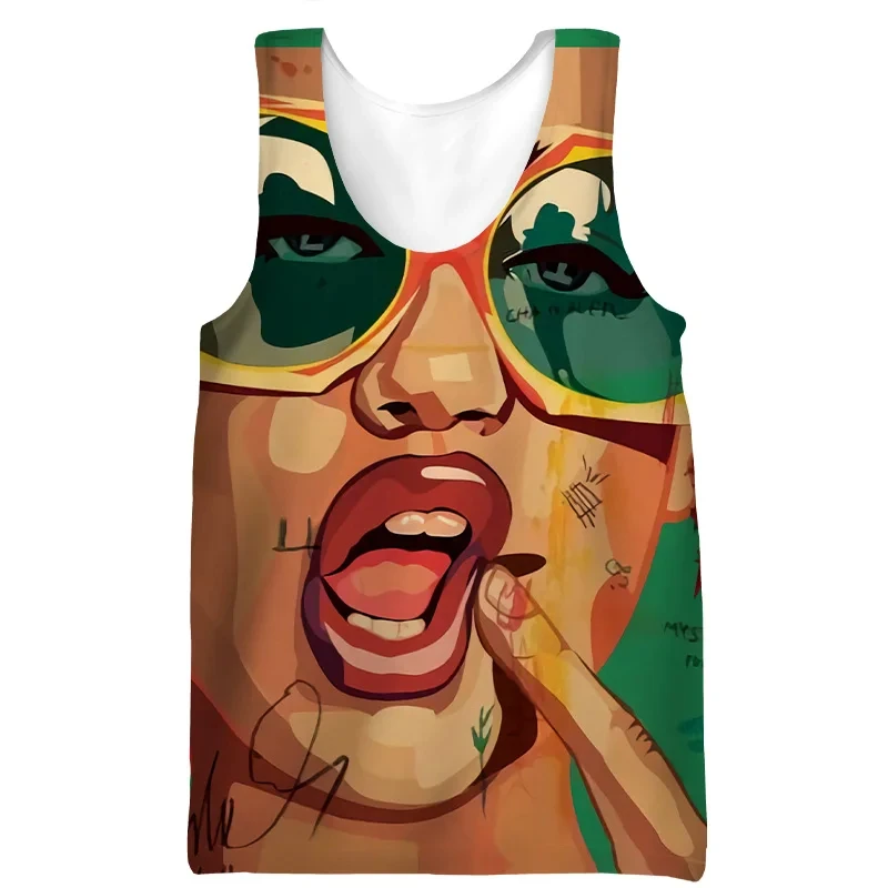 

2024 жилет с графическим рисунком в стиле Харадзюку для африканских девушек, повседневная мужская майка для фитнеса, забавная майка без рукавов, мужская одежда с круглым вырезом y2k, топы