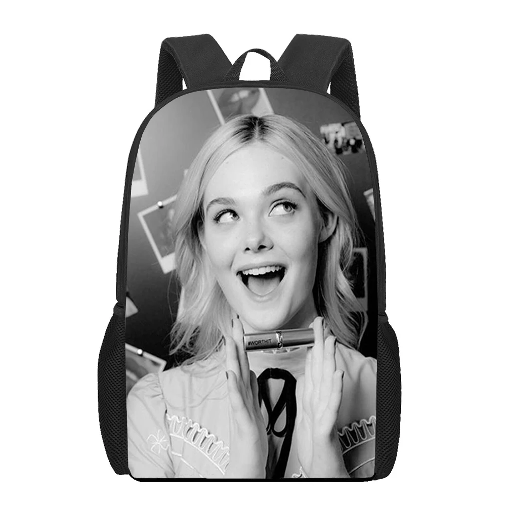 Elle Fanning 3D Print Backpacks For Girls Boys Children School Bags Orthopedic Backpack Kids Book Bag Knapsack