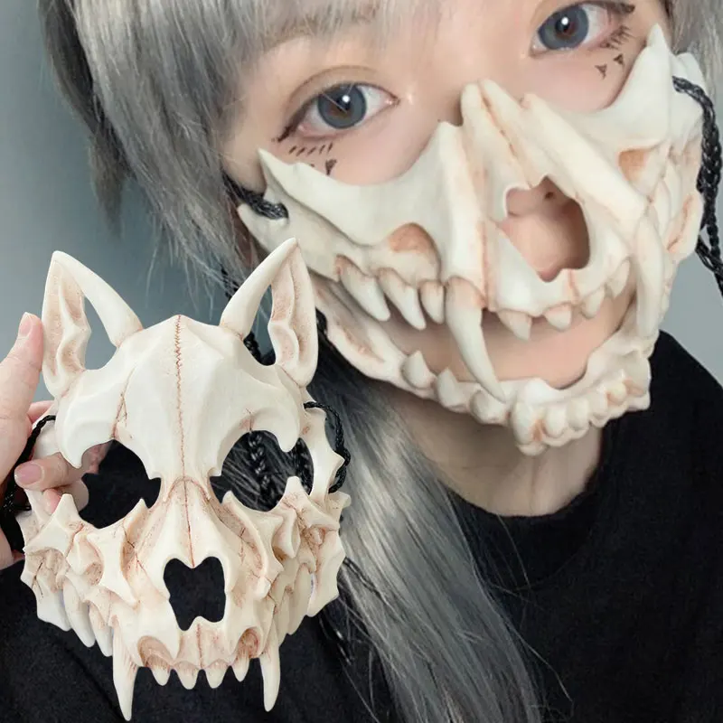 

Halloween Skull Party Mask Anime Dragon God Skeleton Half Face Masks Bone Skull Animals Mask Cosplay Dance Prom Costume Props