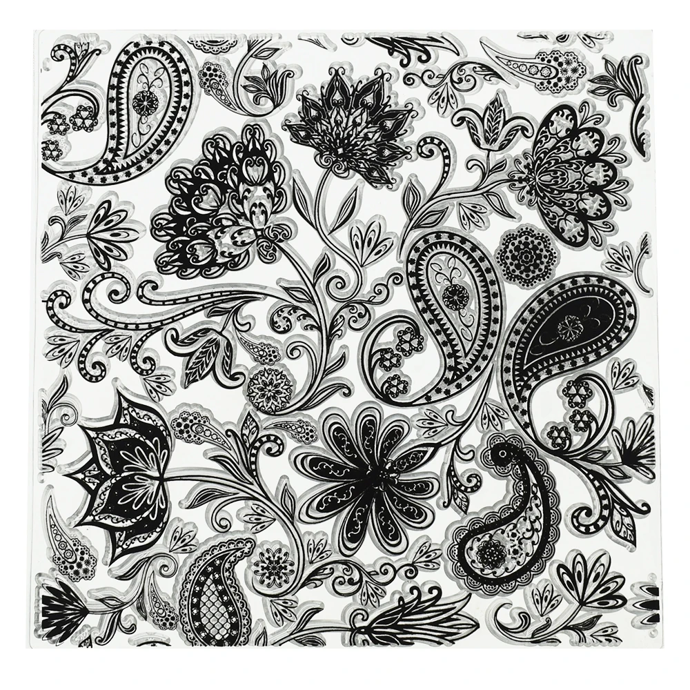 Cashew Paisley Polymer Clay Stamp Sheets Texture Emboss Mat for Designer DIY Clay Jewelry Impression Ceramic Pottery Tools