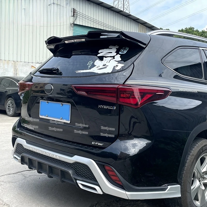 For Toyota Highlander 4th 2021 2022 2023 Roof Spoiler ABS Glossy Black/Carbon Fiber Look Rear Trunk Lip Spoiler Car Accessories