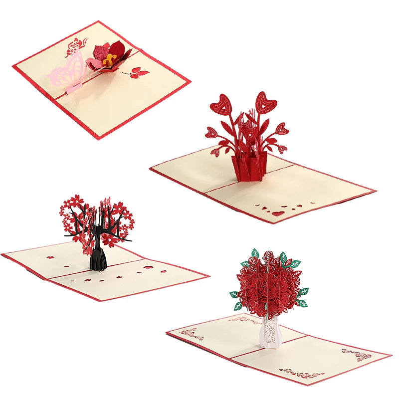 3D Pop Up Love Card with Envelope Valentines Day Birthday Anniversary Greeting Cards for Couples Wife Husband Handmade Gifts