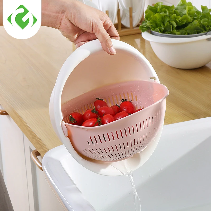 

Fruit Vegetables Cleaning Basin Double-layer Drain Basket Drip Dry Storage Kitchen Strainer Plastic Noodles Kitchen Strainer Pin