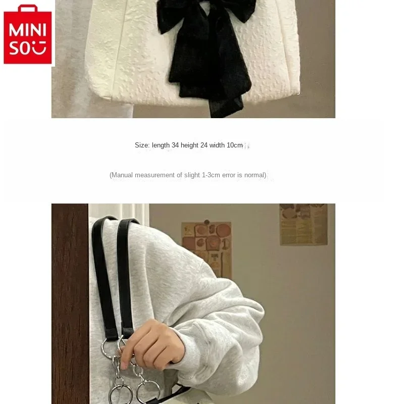 MINISO Disney Escape Princess Fashion Women's Bow Sweet Versatile Large Capacity High Quality Storage Shoulder Bag