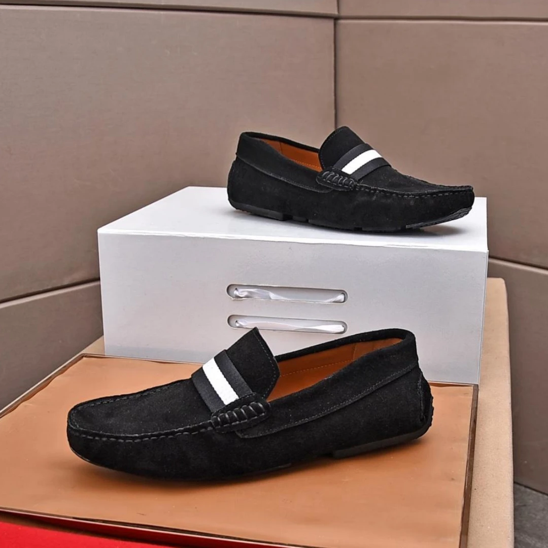 

New Men's B Brand Fashion Style Bean Shoes Business Causal Loafers Luxury Striped Design Men's Shoes B Brand Loafer