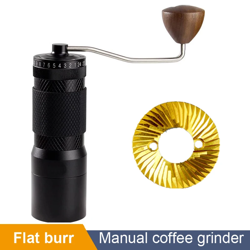 49MM Portable Small Coffee Bean Grinder Mill Adjustable Titanium Flat Burr Espresso Coffee Grinder Milling Tool Ghost Teeth 1