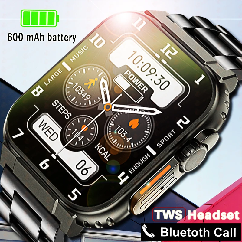 

2023 New AMOLED Bluetooth Call Smart Watch Men 600Mah Large Battery 100+ Sport Fitness tracker 3ATM Waterproof Smartwatch Man