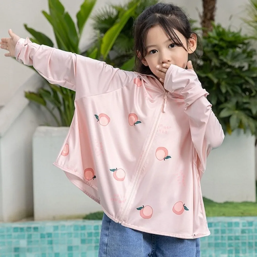 Hat Kids Sunscreen Hoodie with Mask Veil Long Sleeve Arm Sleeves Children Sun Protection Clothing UV Protection Thin