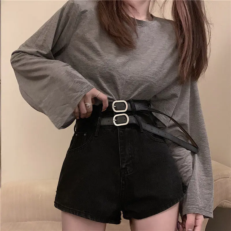 Women's Shorts Jeans Short Pants for Woman To Wear High Waist Boxer Biker with Belt Denim Outfits Outdoor Offer Free Shipping XL