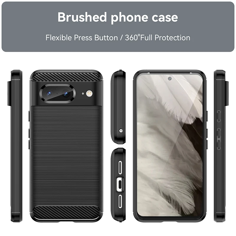 Carbon Fiber Silicone Soft Shockproof Case - Thick Armor Protection